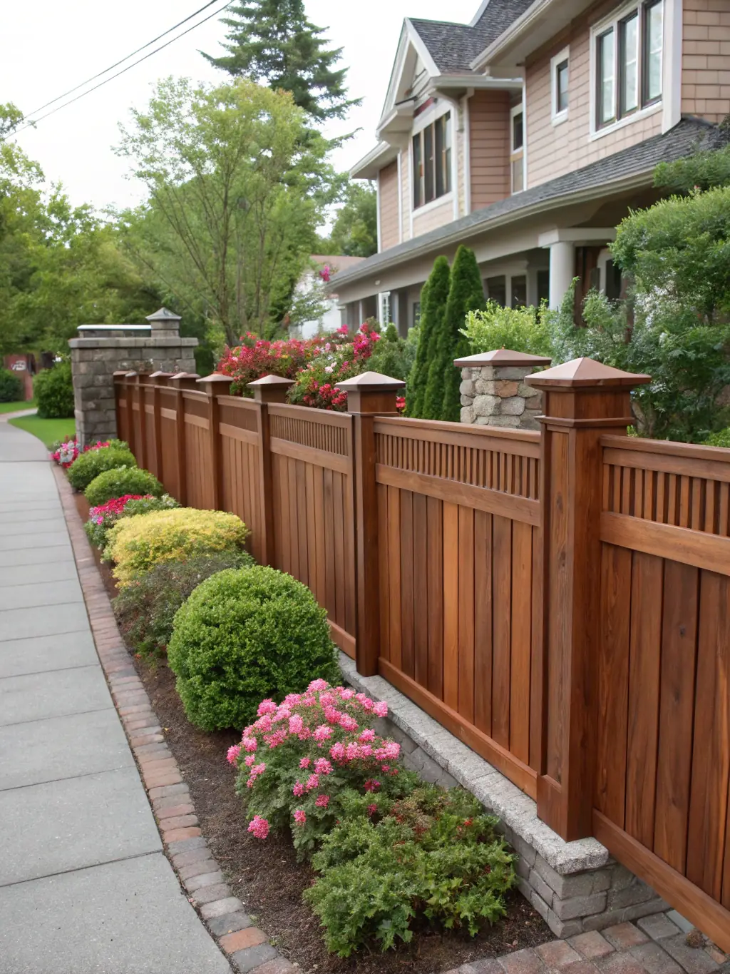 A close-up shot of a newly installed wooden fence, highlighting the natural wood grain and sturdy construction, set against a backdrop of a sunny Tampa Bay backyard.